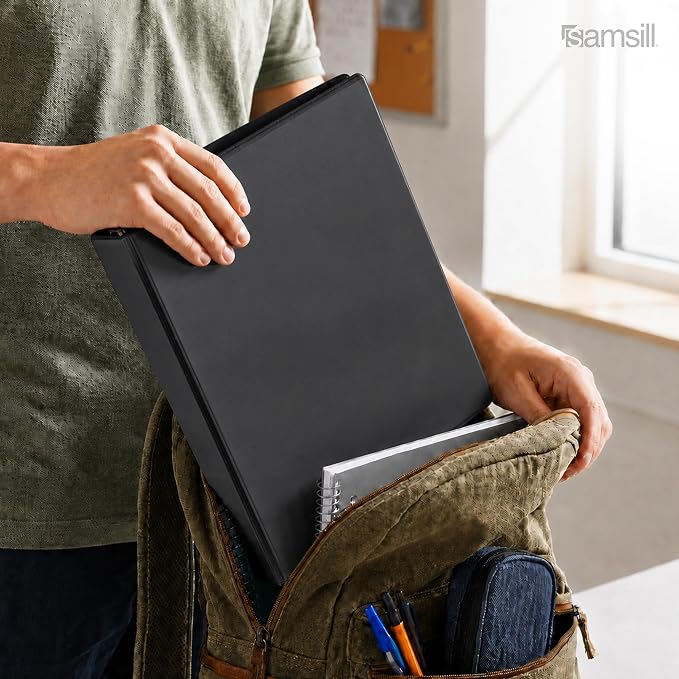 Samsill 2 Inch 3 Ring Binder, Economy Round Ring, Clear View Cover, 425 Sheet Capacity - for School, Home, Office - Black