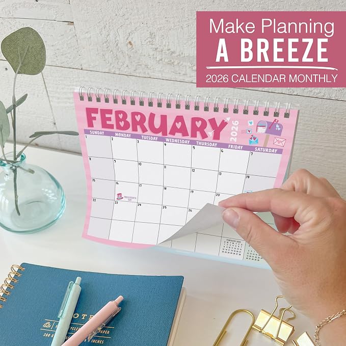 Small Desk Calendar 2026-2027 Standing Flip - 18-Month 2026 Desk Calendar Small for Home, Office & School, Standing Desks Calendars 2026-2027, Mini Desks Calendars, Back to School Teacher Gifts