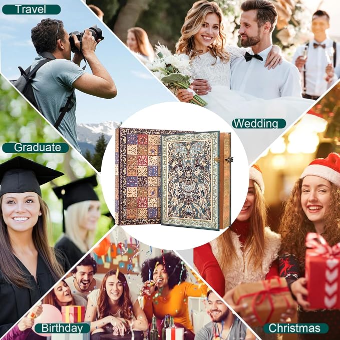 3D Blue Qimeng Graphic Hot Stamping,Deep Blue Background with Golden Totem,192 pages of horizontal inner pages,envelope pocket,student notes,travel diary,wedding anniversary.