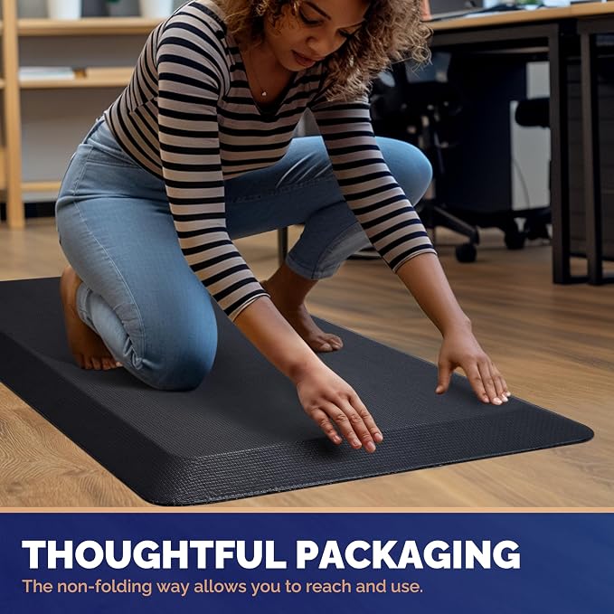FEATOL Anti Fatigue Mats for Standing, 9/10 Extra Thick Ergonomic Standing Desk Mat, Comfort Memory Foam Standing Mat at Home,Office All Day (24" x 36", Black, 2PC)