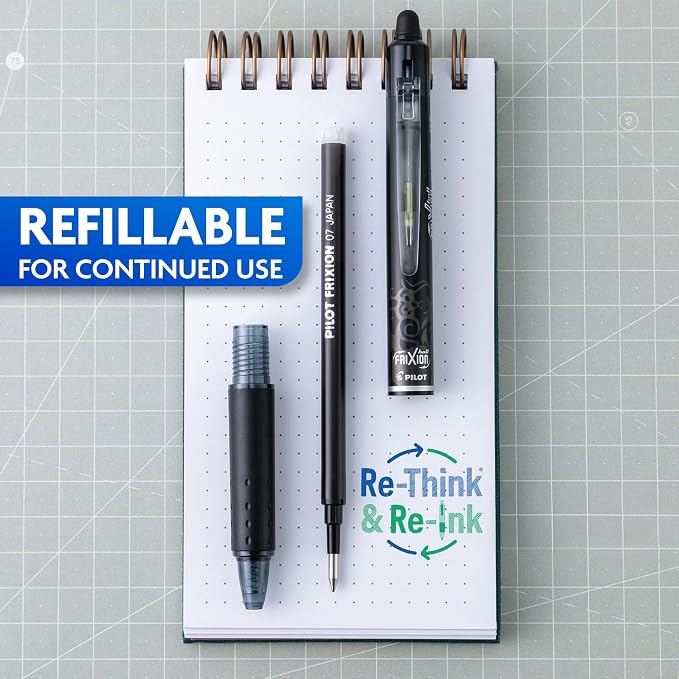 PILOT FriXion Clicker Erasable, Refillable & Retractable Gel Ink Pens, Fine Point, Black/Blue/Red Inks, 3-Pack (31467)