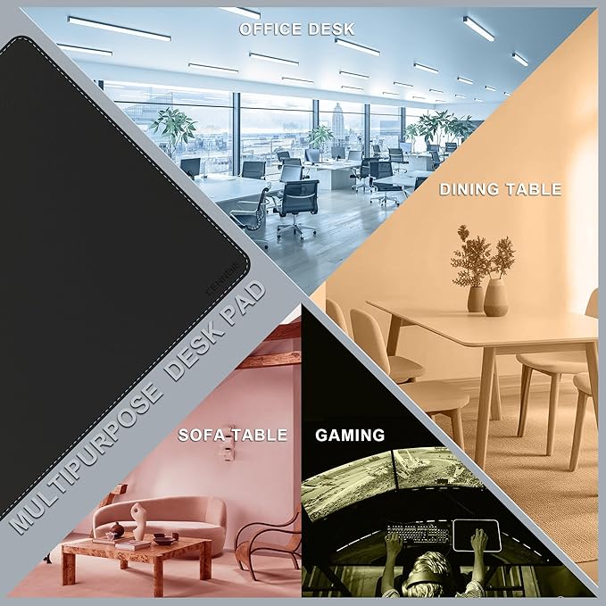 CENNBIE Leather Desk Mat Protector, 59" x 16"Desk Mat on top of desks | Premium stitched edges resist wear. Easy to clean. Protects desk from spills, stains ,scratches. Smooth glide. Office & home.