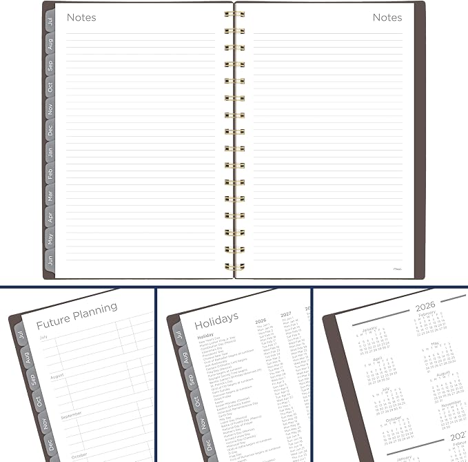 Mead Planner 2026-2027 Weekly & Monthly Academic 15-Month April-June, 5.5" x 8.5", Ground Coffee (CAW42004) (Pack of 12)