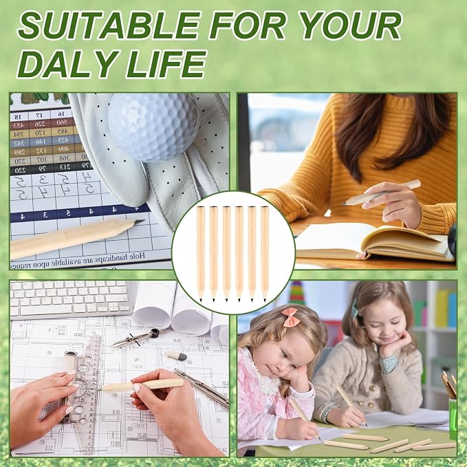 Yexiya Golf Pencils Bulk Half 2 HB 3.5 Pre Sharpened Hexagonal Yellow Wood Mini Pencils for Party Favors Kids School Classroom Office Supplies(500 Pcs)