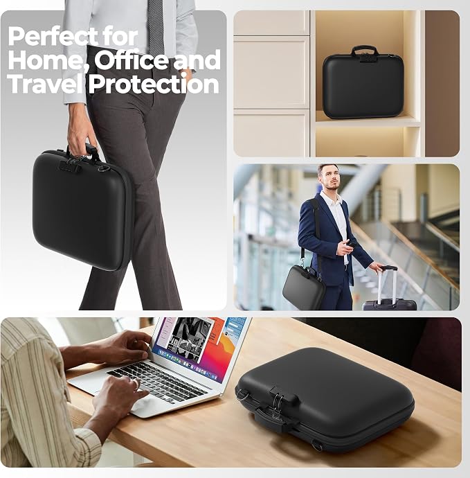 Nacial Fireproof Document Box with Lock & Shoulder Strap, Hard-Shell Fireproof File Organizer with 13 Pocket Accordion File Folder, Portable Safe Storage for Important Documents, Laptop, Black