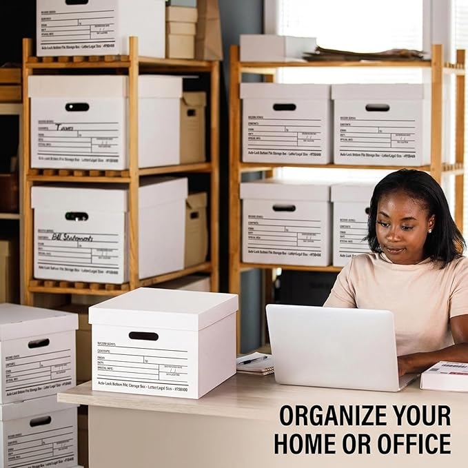 BOX USA File Boxes with Lids and Handles (360-Pack) - File Storage Boxes for Office Supplies, Book Storage, Moving, and Packaging, Fits Letter and Legal Paper, Removable Lid