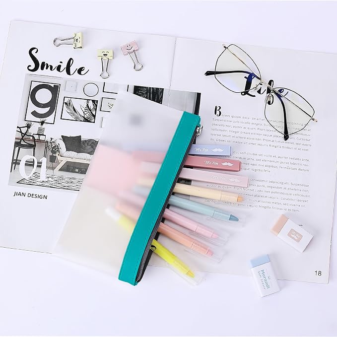 Mr. Pen- Clear Pencil Pouch, 8.50"x4.25", 3 Pack, Durable TPU Material | Medium Water-Resistant Pencil Bags with Smooth Zipper, Multipurpose Clear Pouch for Stationery, School, Office