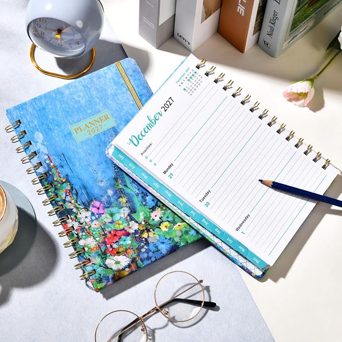 2027 Planner - 6.4" x 8.5", 2027 Planner Weekly and Monthly from Jan. - Dec.2027, 27 Calendar with Monthly Tabs, Sturdy Cover, Premium Paper, Strong Twin-wire, Back Pocket