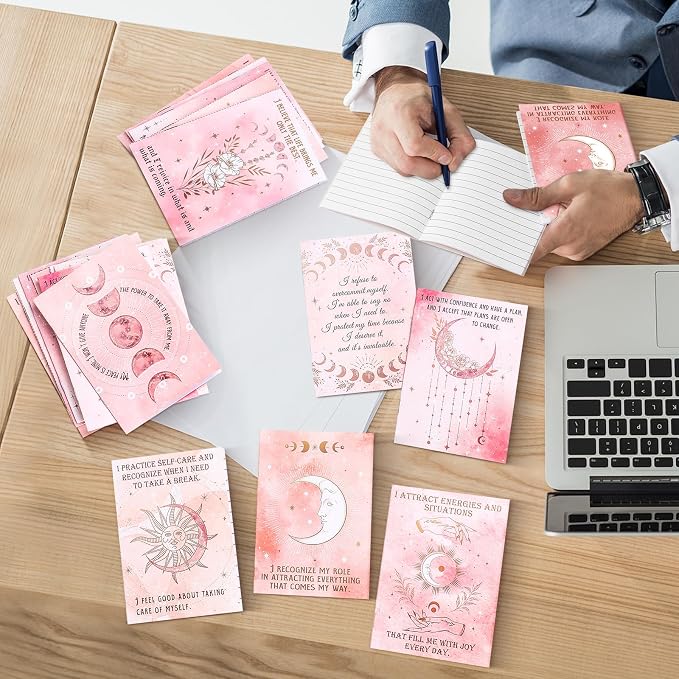Tatuo 24 Pcs Positive Affirmation Notebooks Inspirational Notebook Small Motivational Encouragement Notepads Pink Daily Affirmations Self Care Journal for Back to School Women Teacher Student Gifts