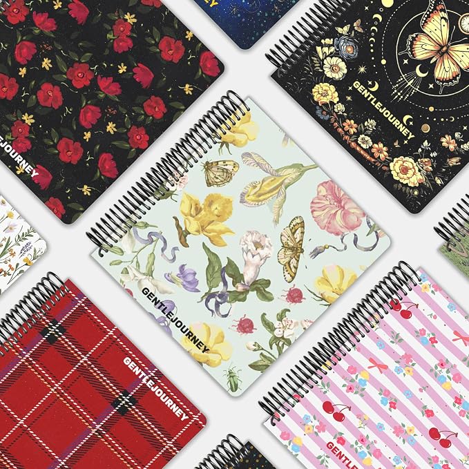 Hardcover Sketchbook,7.2"x8.3"Spiral Bound Drawing Pad,Floral Moth | 150gsm(92lb)Acid-Free Thick Paper,Blank Art Journal for Adults,Artists&Beginners,Ideal for Sketching,Doodling and Mixed Media