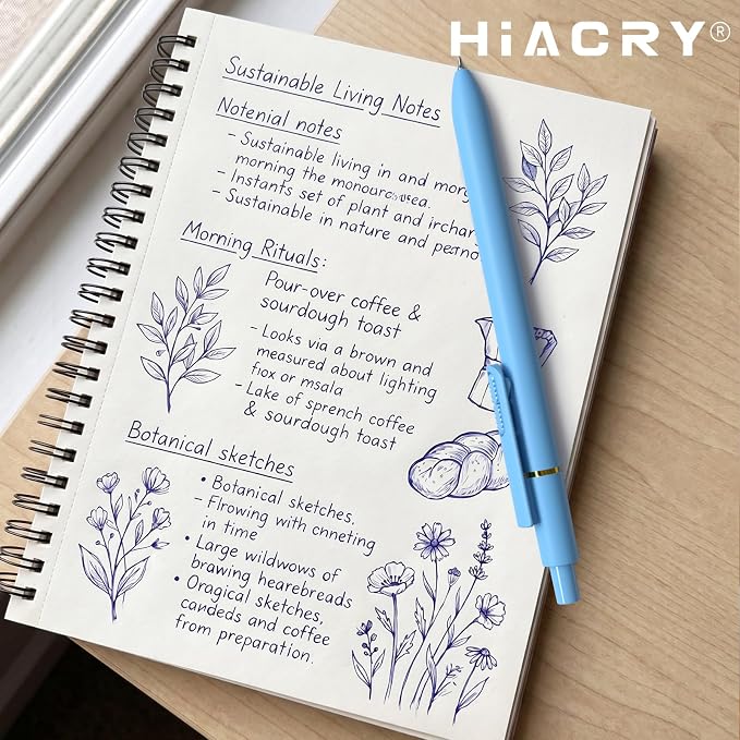 Hiacry 8 Pcs Gel Pens - 0.7mm Fine Point Quick-Dry Blue Ink Fidget Pens | Smooth Writing Pens, No Bleed, No Smear, Note Taking Journaling, School Office Supplies for Men & Women (Dopamine 8Pcs )