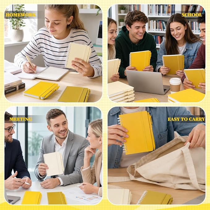 Fulmoon 120 Set Small Spiral Notebooks A6 with Pens Bulk, Multicolor 4" x 6" Pocket Notebooks Mini Lined Journals 50 Sheets for Back to School Supplies Students Gifts Rewards Office (Sunny Tones)