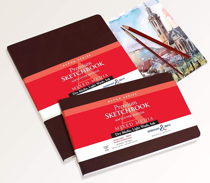 Stillman & Birn Alpha Series Softcover Sketchbook, 8.5" x 5.5", 150 gsm (Heavyweight), White Paper, Medium Grain Surface