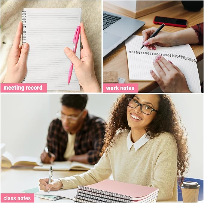 Fuutreo 6 Pack Spiral Notebook 10.5x7.45 Notebook,Playful,Bright