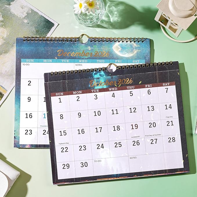 Calendar 2026-2027 - 3 Month Calendar, April 2026 - July 2027, 11"x 26" | 3 Month Wall Calendar Vertical Display (Folded in a Month), 2026-2027 Wall Calendar with Thick Paper, To-do & Notes - Green
