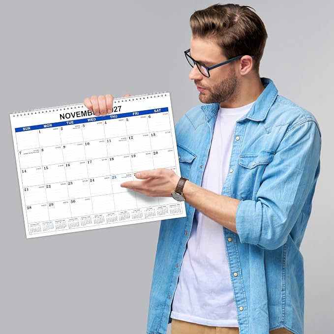 2026-2027 Wall Calendar - 18 Months Wall Calendar, Jul 2026 - Dec 2027 | 15" x 11.5", Large Writing Blocks, Built-In Hanging Hook, Marked US Federal Holidays for Home Office Family Use