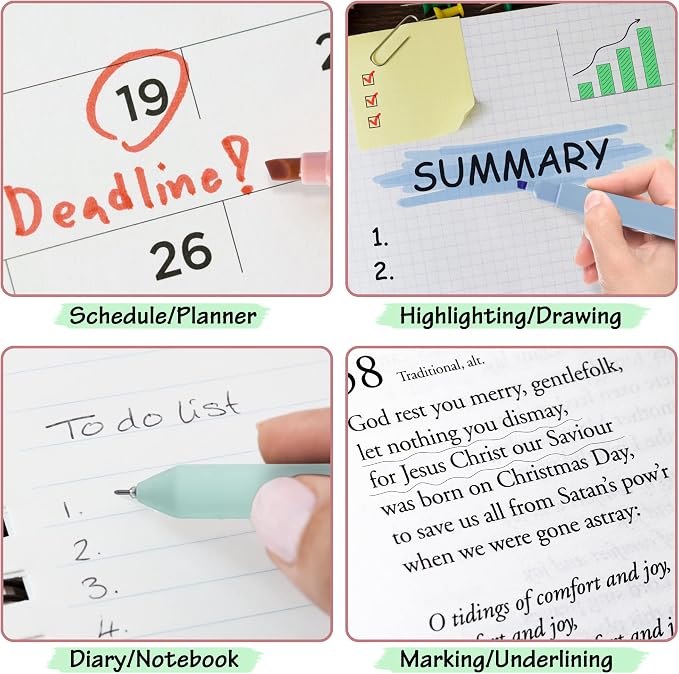 DazSpirit 12 Pastel No Bleed Bible Highlighters & 6 Color Pens Set | Quick-Dry Cute Aesthetic Markers in Assorted Colors for Bible Study, Journaling, Office and School Supplies