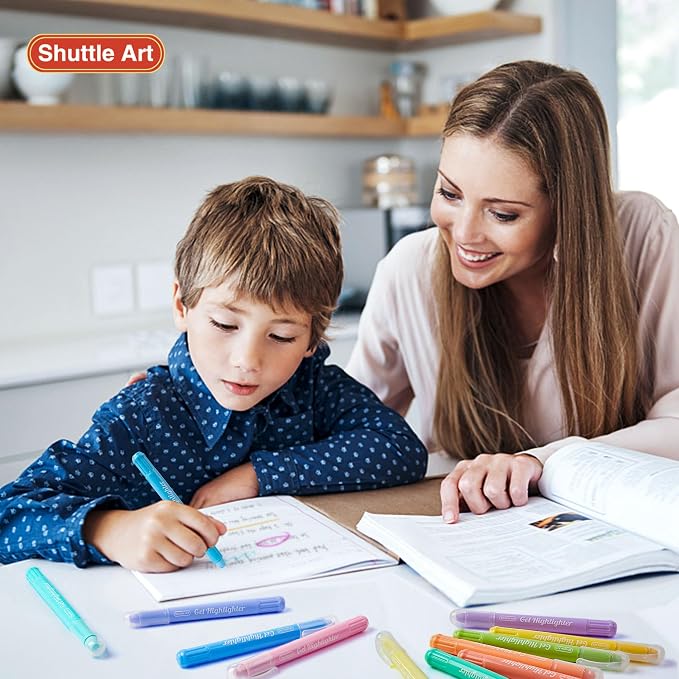 Shuttle Art Bible Highlighters and Pens No Bleed, 12 Pastel Colors Gel Highlighters No Bleed Through, Bible Journaling Supplies, Great for Journaling Highlighting and Studying