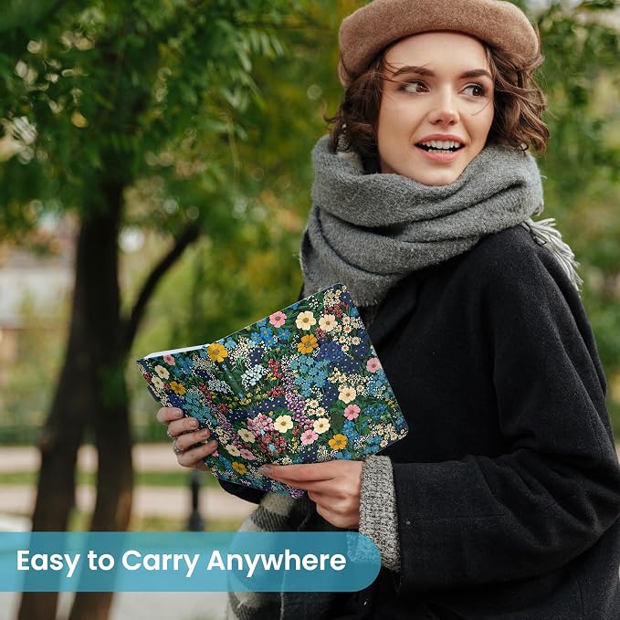 Taja Aesthetic Lined Journal for Women, Pretty 6" x 8" Notebook for Work & Note with 160 College Ruled Pages, Hardcover Leather Notebook for Journaling, Note Taking, Bible Study, Wildflower Meadow