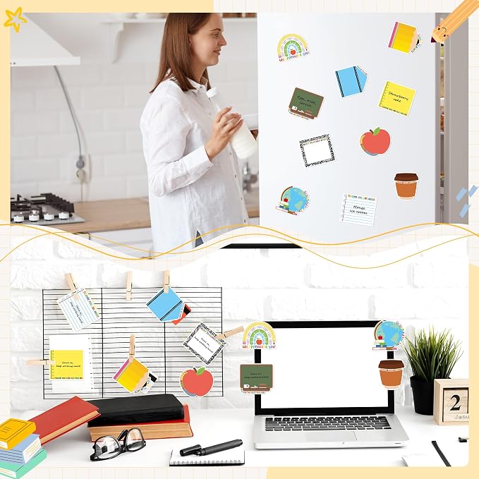 Xqumoi 30 Pack Teacher Appreciation Sticky Notes School Office Supplies | Teacher Self-Adhesive Writing Memo Pad, Page Marker Notepads, Blackboard Apple Pencil Shaped, Back to School Gift, Classroom