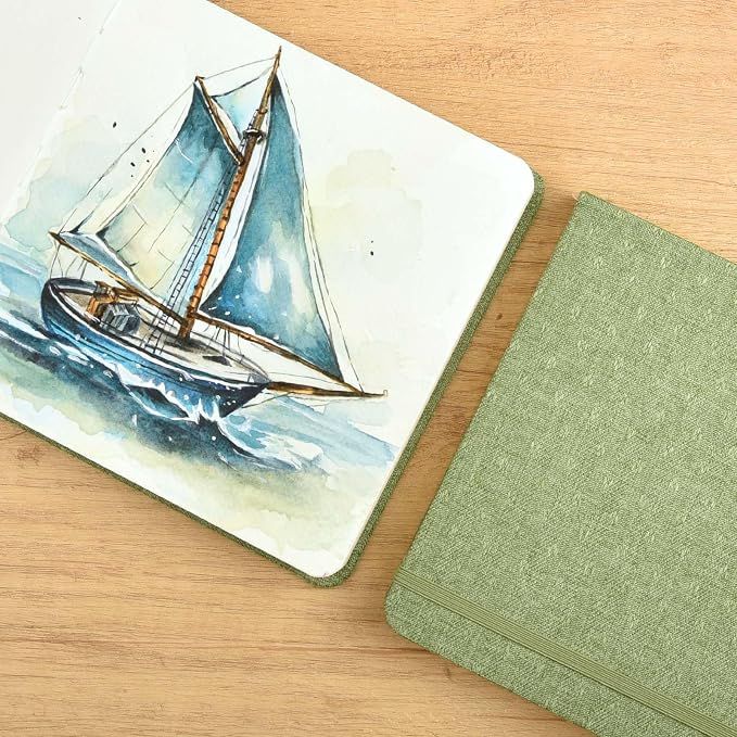 SEMLEART Watercolor Journal Sketchbook,8.3 * 8.3",140lbÀGSM Cotton Paper | 42 Sheets,Ideal for Painting, Drawing & Mixed Media,Pocket Mini Watercolor Notebook