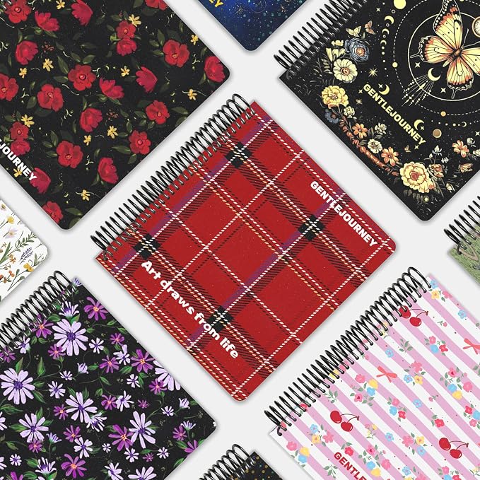 Hardcover Sketchbook,7.2"x8.3"Spiral Bound Drawing Pad,Red Grid | 150gsm(92lb)Acid-Free Thick Paper,Blank Art Journal for Adults,Artists&Beginners,Ideal for Sketching,Doodling and Mixed Media