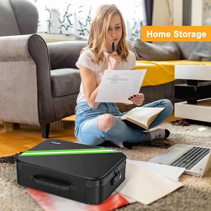 Noiposi Document Organizer with 5200℉ Heat Insulated,15.0"x11.0"x4.3" Water Resistant and Fireproof Document Box,Portable Home Travel Safe Storage Box for Important Documents,File | 5.0"x11.0"x4.3" Water Resistant Document Organizer ,Portable Home Trav...