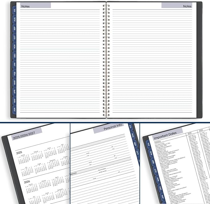AT-A-GLANCE Planner 2025, 2026 Academic, Weekly and Monthly, 216 x 279 Mm, Large, Tabs, Flexible Cover, DayMinder, Wire Bound, Charcoal, AYC54545