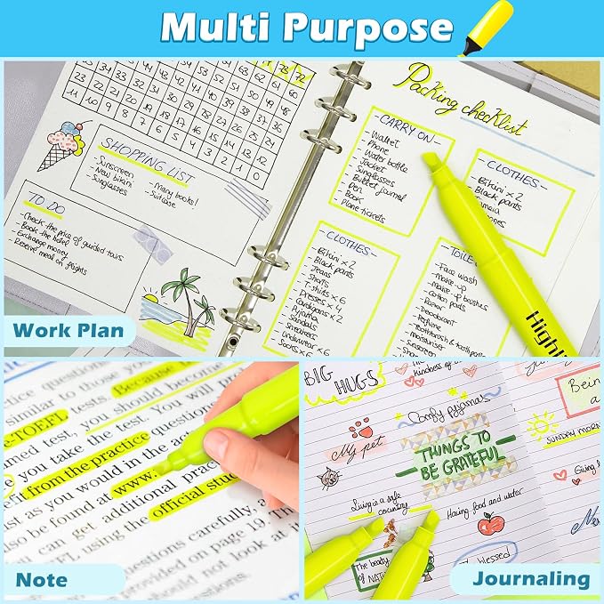 Duchong 108 Yellow Highlighters Bulk, Chisel Tip Highlighter Markers, Dry Quickly Highlighter Bright Colors, Office Classroom Must Have, Back to School Supplies for Teachers(Yellow)