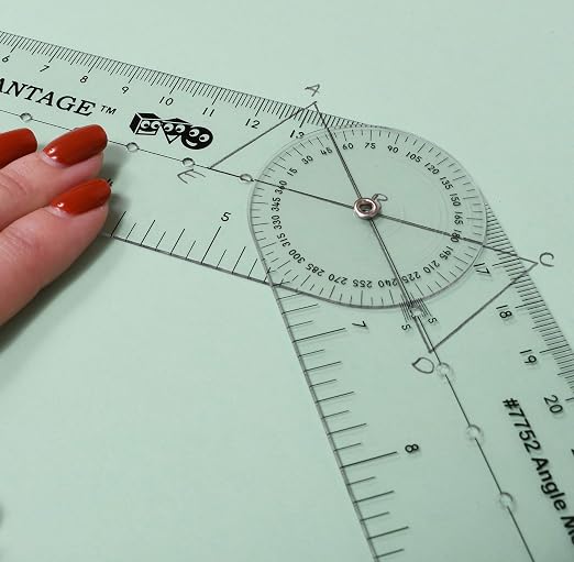 Learning Advantage Angle Measurement Ruler, Clear, Flexible and Adjustable | Geometry Measuring Tool, Measure Angles to 360 Degrees and Lines to 12"