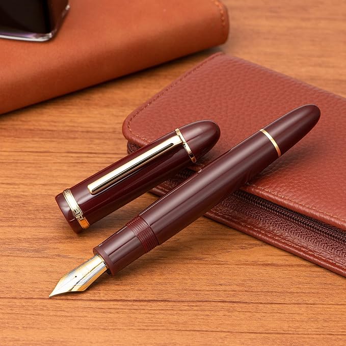 3PCS Assorted Colors Jinhao X159 Acrylic Fountain Pen Set, Size 8 Medium Nib Gold Trim Classic Design Smooth Writing Pen with Converter