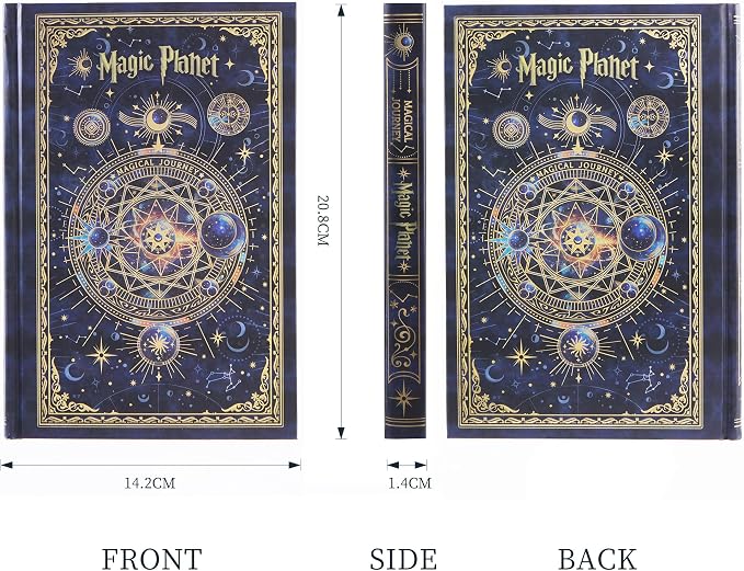 Hardcover Notebook Journal with 224 Pages, A5 Lined Journal with 100 GSM Thick Paper for Smooth Writing, Aesthetic Celestial Magic Planet Notebook Journal Ideal Journal for Teens, Men & Women