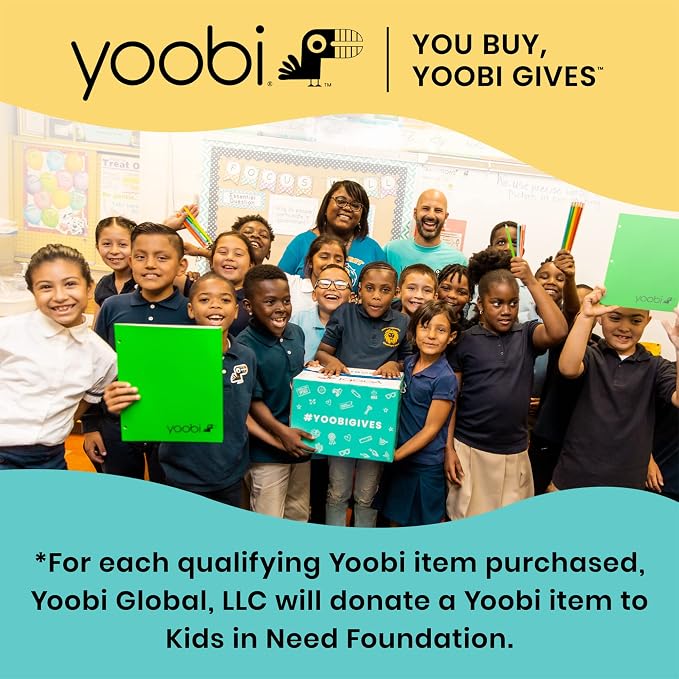 Yoobi College Ruled 8 x 10.5” Spiral Notebook Set – Bulk 6-Pack of 1 Subject Notebooks, Variety of Cute Designs – 100 Perforated 3-Hole Punched Sheets, For School, Office & Home