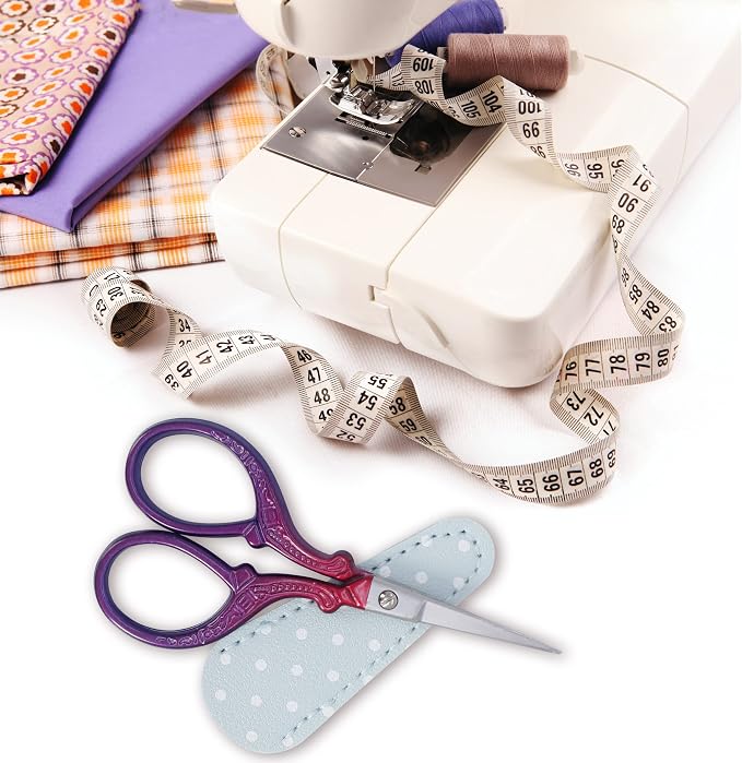 3.6 inch Sewing Crafting Scissors Stainless Steel Embroidery Scissors | Leather Scissor Cover for Cross Stitch Cutting Paper Handcraft Craft Art Work DIY Tool