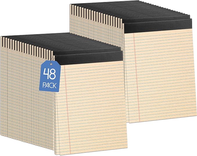 Oleitodh 48 Pack Legal Pads 8.5 x 11 College Ruled Recycled Note Pads | 30 Sheets Per Pad, Thick Paper, Micro-Perforated, Smooth Writing, Office, School, Home, Meetings, Note Taking