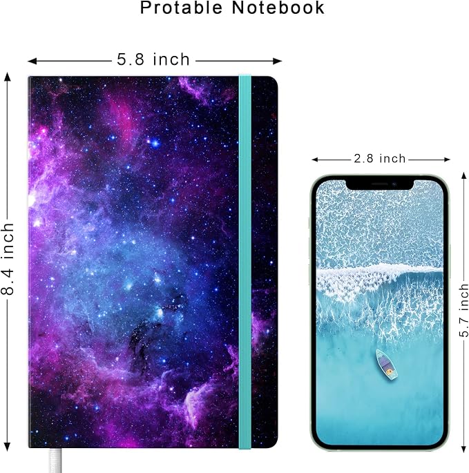 Lined Journal Notebook, Hardcover Journal for Women, Medium 5.7 x 8.4 in, 160 Pages Thick Paper, Cute Aesthetic Floral College Ruled Notebook for Writing Journaling Work School Office, Nebula