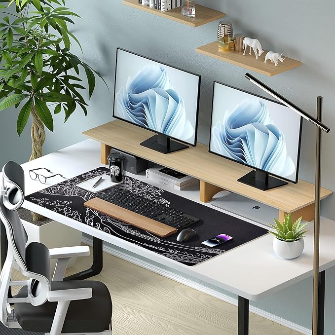 Desk Mat, Desk Pad Dual Sided Desktop Mat for Office and Home,Desk Organization and Accessories - Ideal for Large Mouse Pad and Desk Mats on Top of Desks (Black Sea Wave 31.5"x 15.7")