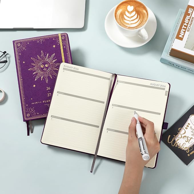 Planner 2026-2027 - Academic Planner 2026-2027, July 2026 - June 2027, 5.75" x 8.25", 2026-27 Weekly and Monthly Planner, Faux Leather planner 26-27 with Back Pocket & 40 Notes Pages - Purple