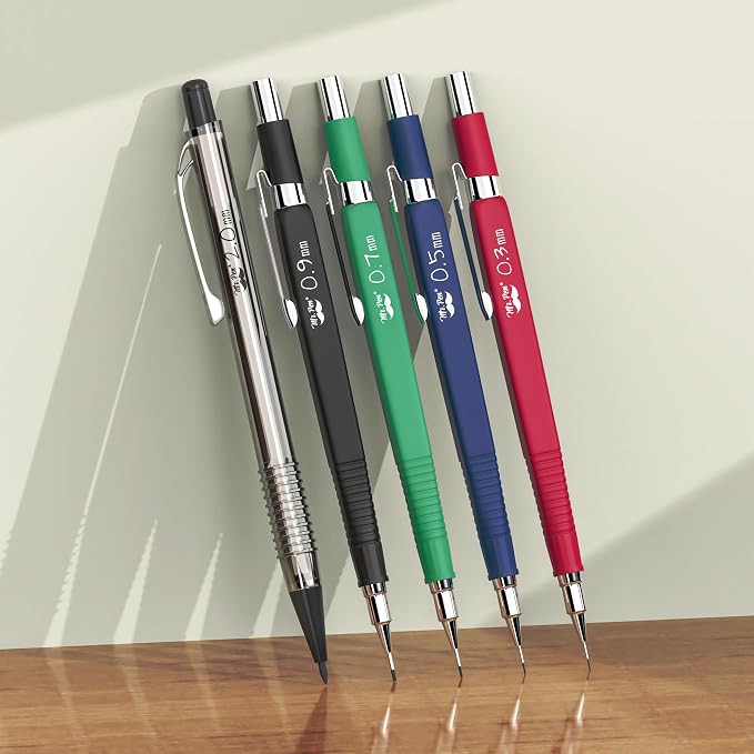 Mr. Pen- Art Mechanical Pencil Set, 5 Mechanical Pencils (0.3, 0.5, 0.7 | 0.9, 2.0mm), 5 HB Lead Refills & 10 Eraser Refills, Precision Drawing Pencils for Sketching, Writing & Technical Artwork