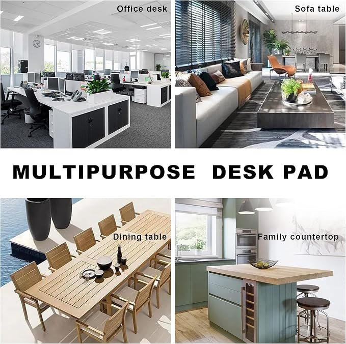 CENNBIE Leather Desk Mat, 63" x 31.4" Large Desk Pad Protector (Black) | Premium stitched edges resist wear. Easy to clean. Protects desk from spills, stains & scratches. Smooth glide. Office & home