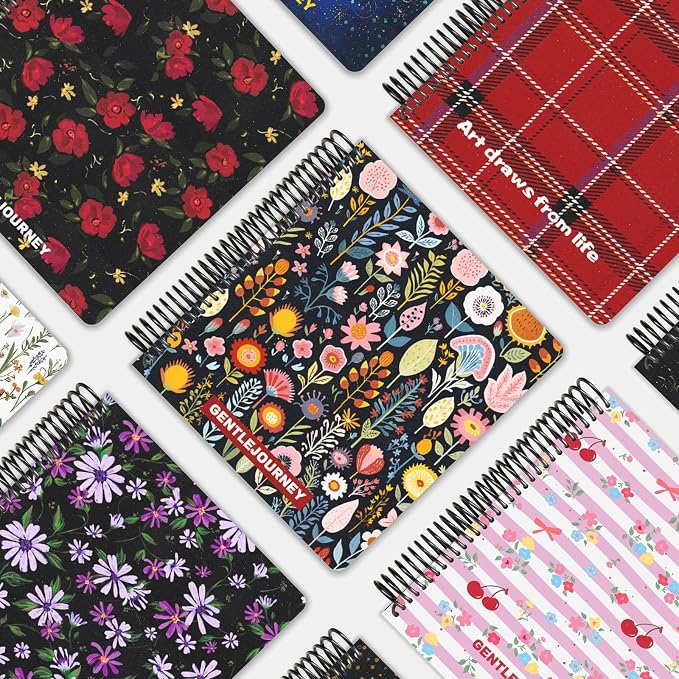 Hardcover Sketchbook,7.2"x 8.3"Spiral Bound Drawing Pad,Vintage Folk Floral | 150gsm(92lb)Acid-Free Thick Paper,Blank Art Journal for Adults,Artists&Beginners,Ideal for Sketching,Doodling and Mixed Media