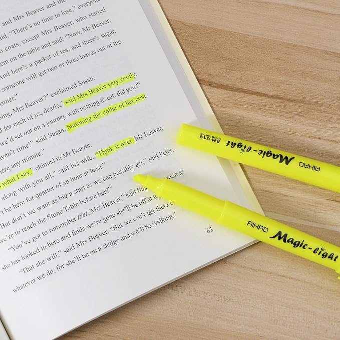 AIHAO Yellow Highlighters Markers, Chisel Tip Highlighter Pens, Pocket-Style, Fluorescent Yellow, 24 Pack