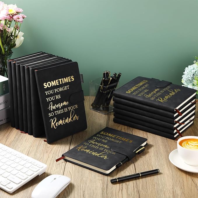 Qilery 28 Pcs Team Appreciation Gifts Bulk Employee Thank You Gift A5 Leather Journal Notebook with Ballpoint Pen for Christmas Student Teacher Volunteer Management(Novel)