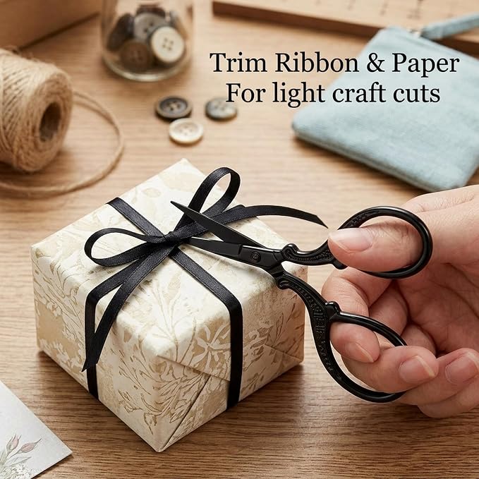 BIHRTC 3.6 Inch Embroidery Black Sharp Tip Stainless Steel Scissors Small Sewing for DIY Sewing Art Work Cross Stitch Household Needlepoint Scissors