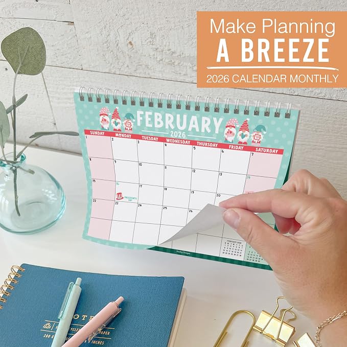 Small Desk Calendar 2026-2027 Standing Flip - 18-Month 2026 Desk Calendar Small for Home, Office & School, Standing Desks Calendars 2026-2027, Mini Desks Calendars, Back to School Teacher Gifts