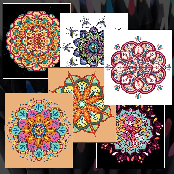 H & B 120-Color Colored Pencils Set with Mandala Coloring Sheets, Eraser, Sharpener - Soft Oil-Based CoresArt Supplies Drawing Kit for Adults, Kids, and Beginners