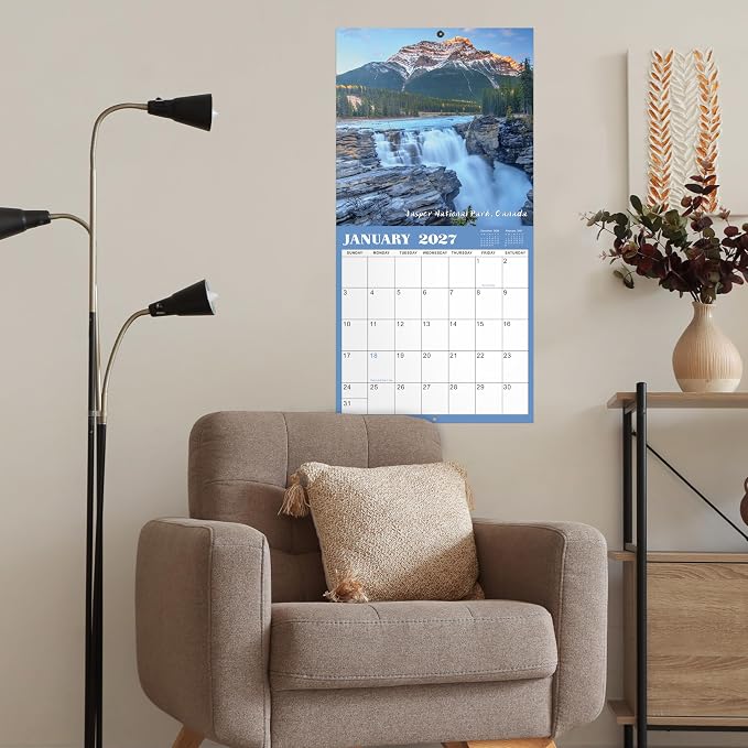 Calendar 2026-2027 - Wall Calendar, Jul 2026 - Dec 2027, 12'' × 24''(Open) | Wall Calendars 2026-2027 with Thick Paper, Large Blocks, Hanging Holes, National Parks Wall Calendar