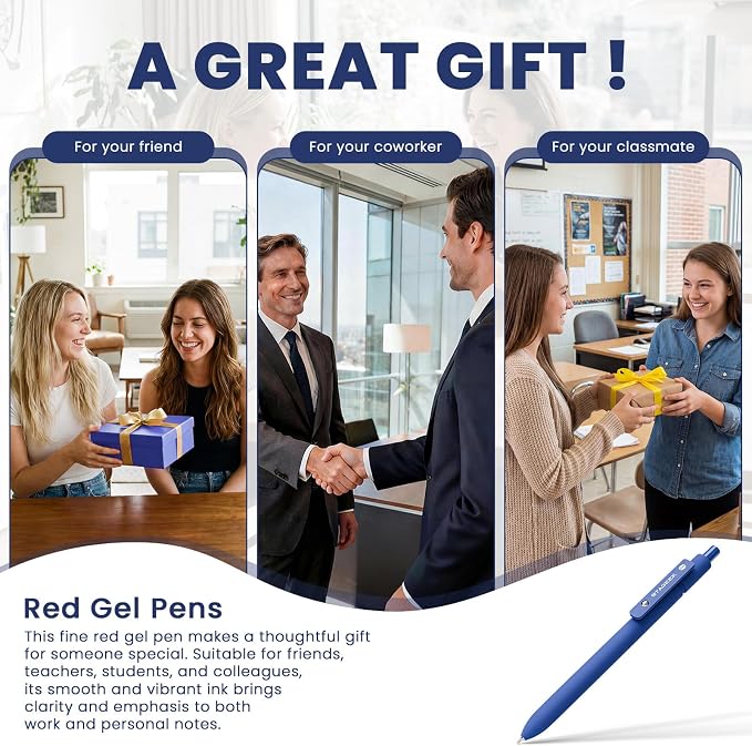STAGEEK Blue Gel Pens GX3, 12Pcs Quick Dry Blue Ink Pens with 3 Extra Refills, Fine Point Retractable Smooth Writing Pens for Journaling, Office, Note Taking, School Supplies, Nurse Aesthetic(Blue)