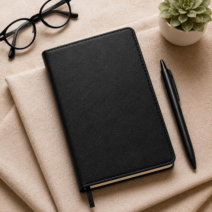 WORLD TRAVELER Lined Journal Notebook Faux Leather with Ribbon Bookmark | Ruled Ivory Pages with Soft Faux Leather Cover and Ribbon Bookmark