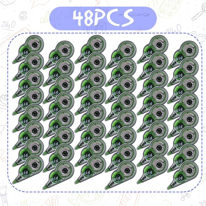 Yexiya 48 Pieces Correction Tapes Original Correction Wide Eraser Applicator Easy to Use Applicator Translucent Tapes Shows for Office Note Journal Scrapbooking, 0.2 Inch x 39.4 Feet
